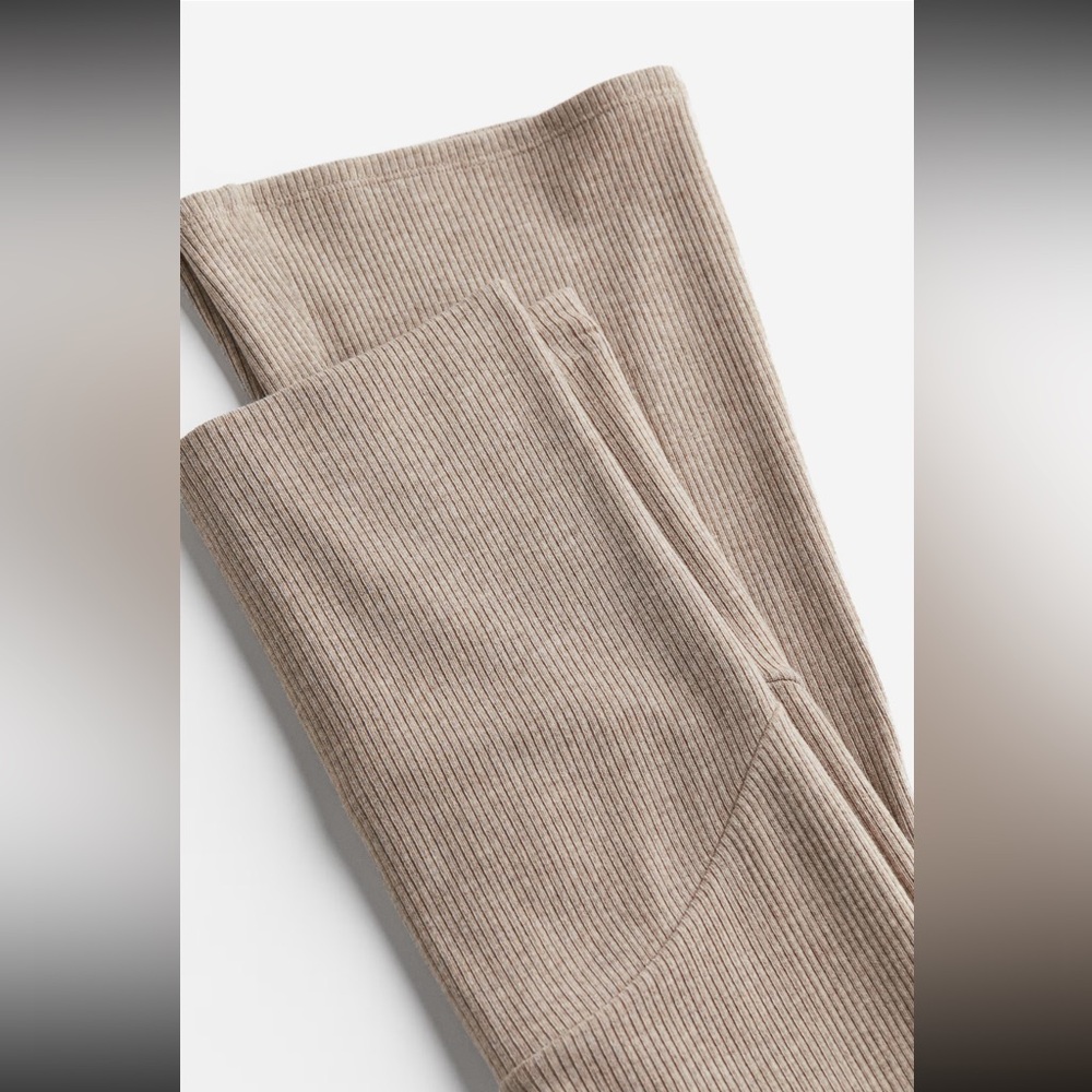 H&M Mama Maternity Women’s Light Beige Melange Before & After Ribbed Pants - Picture 3 of 16